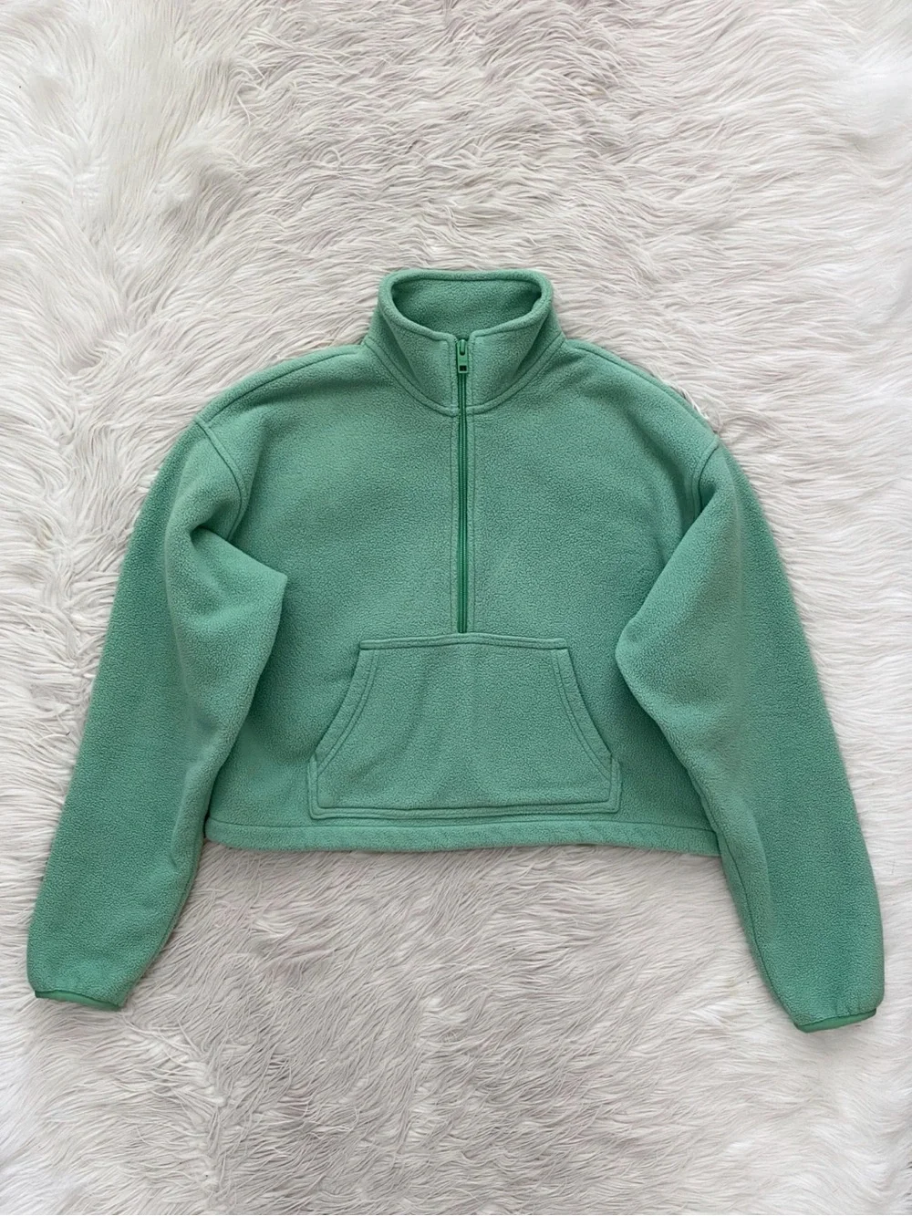 Aritzia TNA Lena Polar 1/2 Half Zip Fleece Sweater Pullover Light Green S - Picture 1 of 11